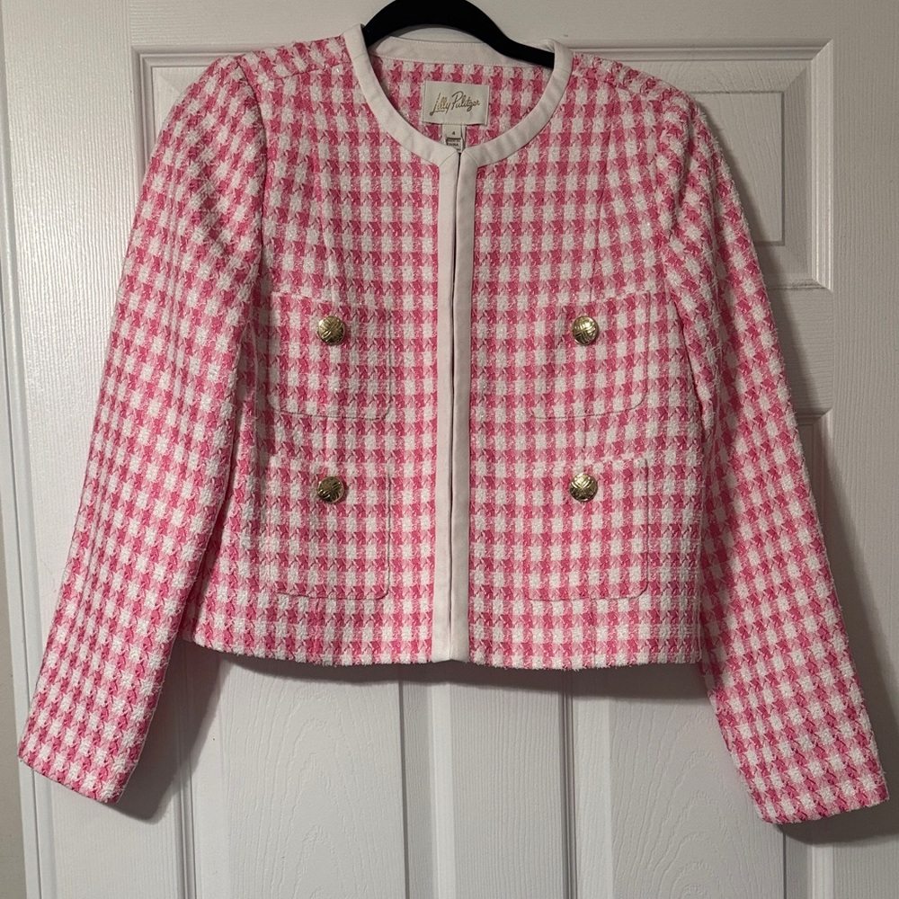 Lilly Pulitzer Pink and White Checkered Jacket